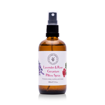 Lavender and Rose Geranium Pillow Spray on a white background