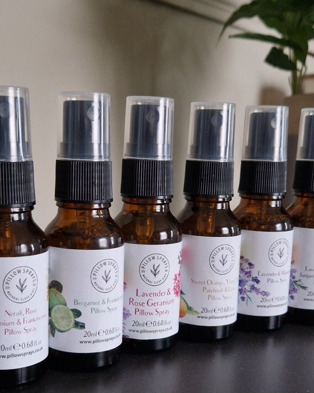 A row of 6 20ml Discovery Size Pillow Sprays